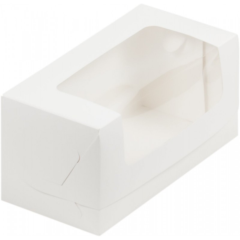 Коробка для кекса с окном 200x100x100 мм белая
